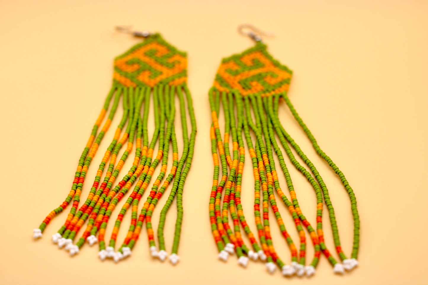 Green & Orange Indigenous Earrings