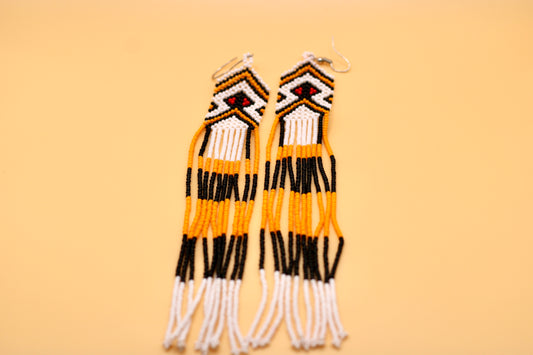 Black / White / Orange Indigenous Earrings