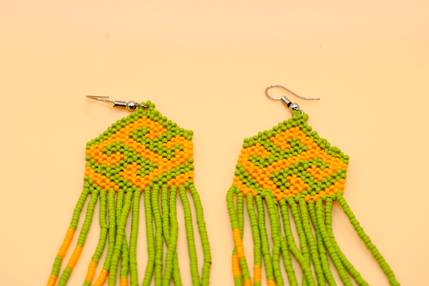 Green & Orange Indigenous Earrings