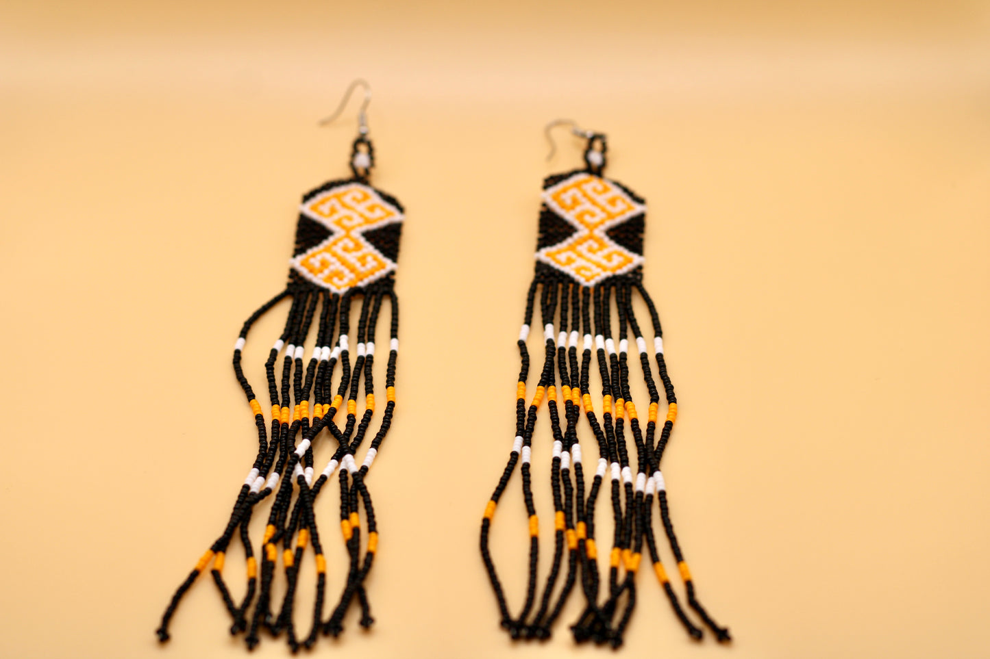 Black / White / Yellow Indigenous Earrings