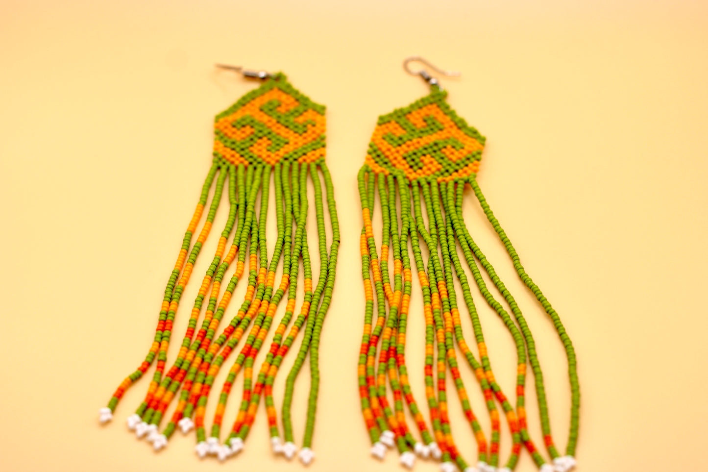 Green & Orange Indigenous Earrings