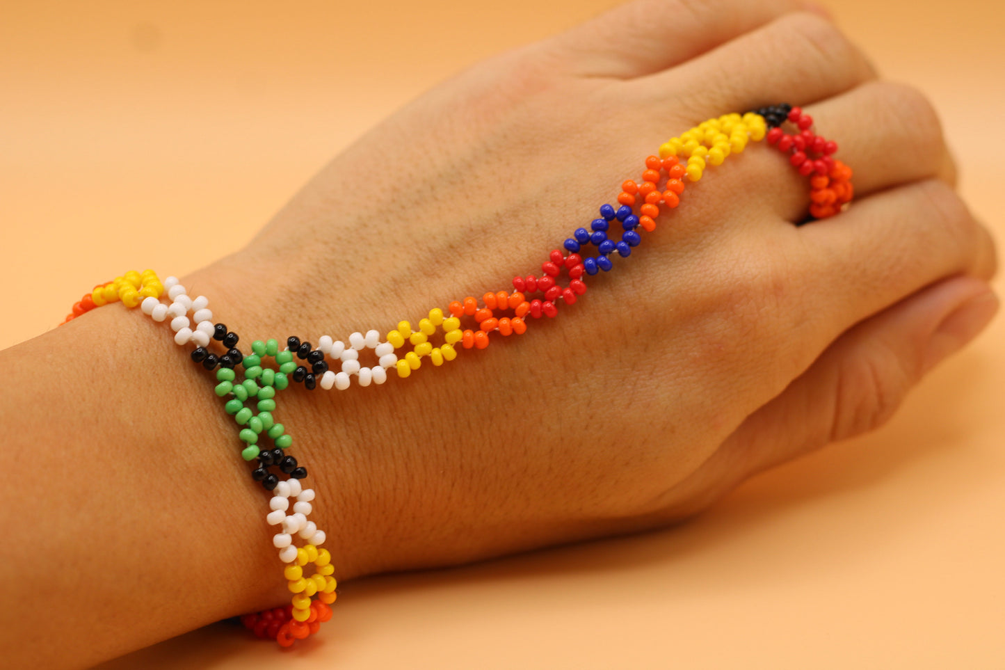 Beaded hand chain jewelry