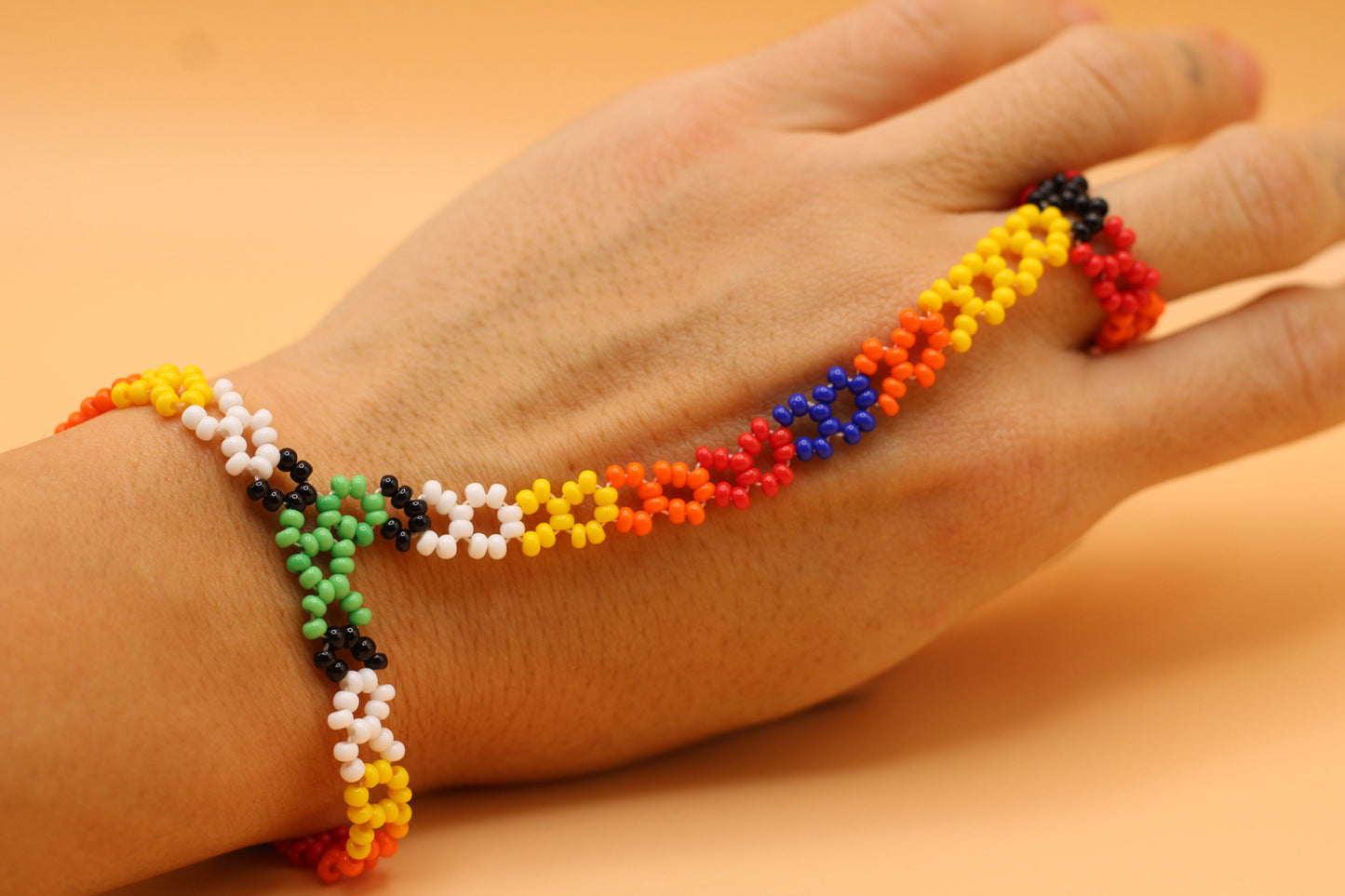 Beaded hand chain jewelry