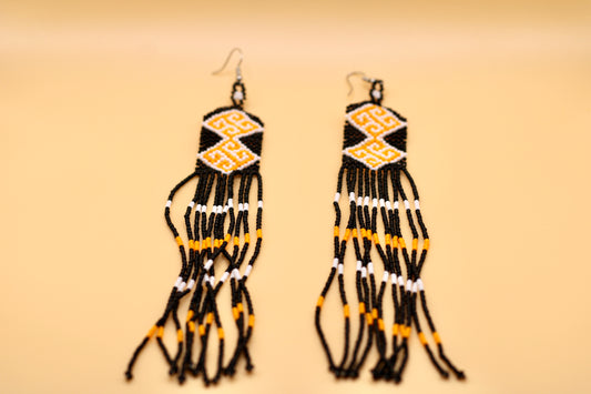 Black / White / Yellow Indigenous Earrings